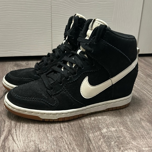 Nike Shoes - Nike Dunk Sky Hi, black suede, women’s size 7.5, wedge heel